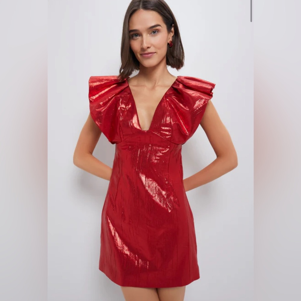 Tuckernuck Hyacinth House Red Metallic Mini Dress NWT XS